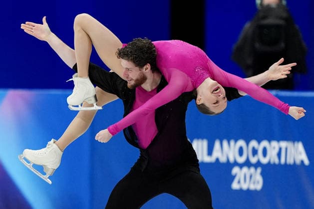 CHTCHETININA Ioulia WOZNIAK Michal competing for the Olympic Figure skating, Eiskunstlauf Pair Skating, Short Program for the Milano Cortina 2026 Winter Olympics, in Milan (Italy) February 15, 2026 (Photo Claudio Furlan LaPresse)  Copyright: xClaudioxFurlan LaPressex