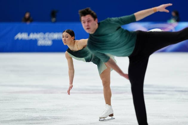 VAIPAN-LAW Anastasia DIGBY Luke competing for the Olympic Figure skating, Eiskunstlauf Pair Skating, Short Program for the Milano Cortina 2026 Winter Olympics, in Milan (Italy) February 15, 2026 (Photo Claudio Furlan LaPresse)  Copyright: xClaudioxFurlan LaPressex