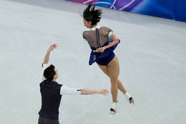 KOVALEV Camille KOVALEV Pavel competing for the Olympic Figure skating, Eiskunstlauf Pair Skating, Short Program for the Milano Cortina 2026 Winter Olympics, in Milan (Italy) February 15, 2026 (Photo Claudio Furlan LaPresse)  Copyright: xClaudioxFurlan LaPressex