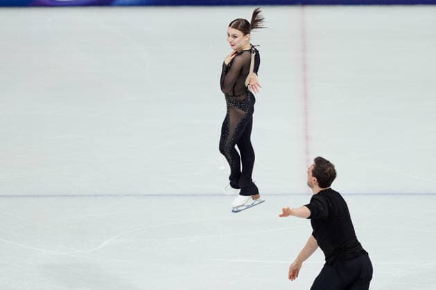 DANILOVA Daria TSIBA Michel competing for the Olympic Figure skating, Eiskunstlauf Pair Skating, Short Program for the Milano Cortina 2026 Winter Olympics, in Milan (Italy) February 15, 2026 (Photo Claudio Furlan LaPresse)  Copyright: xClaudioxFurlan LaPressex