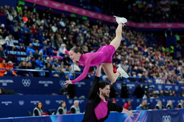 CHTCHETININA Ioulia WOZNIAK Michal competing for the Olympic Figure skating, Eiskunstlauf Pair Skating, Short Program for the Milano Cortina 2026 Winter Olympics, in Milan (Italy) February 15, 2026 (Photo Claudio Furlan LaPresse)  Copyright: xClaudioxFurlan LaPressex