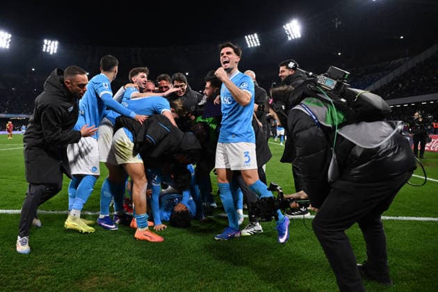 Dc Napoli 15 02 2026 - campionato di calcio serie A Napoli-Roma foto Domenico Cippitelli Image nella foto: esultanza gol Allison Santos 