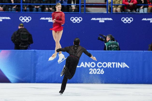 HASE Minerva Fabienne VOLODIN Nikita competing for the Olympic Figure skating, Eiskunstlauf Pair Skating, Short Program for the Milano Cortina 2026 Winter Olympics, in Milan (Italy) February 15, 2026 (Photo Claudio Furlan LaPresse)  Copyright: xClaudioxFurlan LaPressex