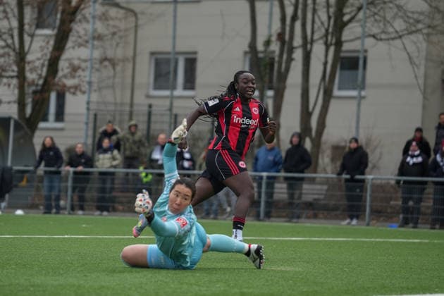 Deutschland, Frankfurt am Main, 2. Frauen-Bundesliga 2025 26 - Eintracht Frankfurt II vs. 1. FSV Mainz 05, Mira Arouna (Eintracht Frankfurt, 28). Copyright: xMirjamxGeigerx