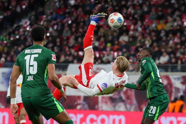 Leipzig 15.02.2026. Pilka nozna Bundesliga sezon 2025 2026 kolejka 22 mecz: RB Leipzig - VFL Wolfsburg --- Football Bundesliga season 2025 2026 round 22 match: RB Leipzig - VFL Wolfsburg nz Conrad Harder Fot. Kacper Staniec Arena Akcji NEWSPIX.PL --- newspix.pl POLAND OUT! 