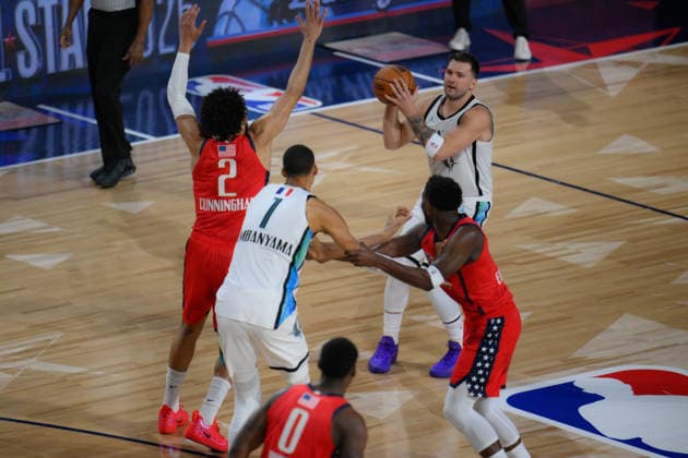 NBA, Basketball Herren, USA All Star 2026 LOS ANGELES, CA - FEB 15: Cade Cunningham (2) of the USA Stars Team drives to the basket during the game against World Team during the 75th NBA All-Star Game as part of the 2026 NBA All-Star Weekend on February 15, 2026 at Intuit Dome in Inglewood, California. Tayfun Coskun Anadolu California United States. Editorial use only. Please get in touch for any other usage.  Copyright: x2026xAnadoluxTayfunxCoskunx