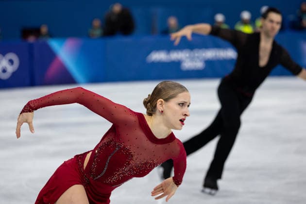 February 15, 2026, Milano, Lombardy, Italy: Minerva Fabienne Hase of Germany and Nikita Volodin of Germany currently in 1st place perform in Ice Skating Pairs Short Program during the 2026 Winter Olympics at the Milano Ice Skating Arena on Sunday in Milano. Milano Italy - ZUMAj89_ 20260215_oly_j89_073 Copyright: xPaulxKitagakixJr.x