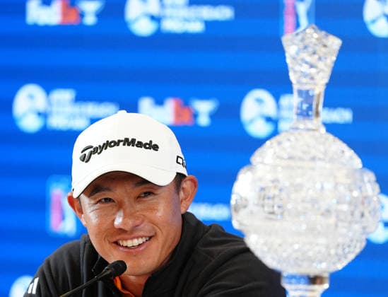 PEBBLE BEACH, CA - FEBRUARY 15: PGA, Golf Herren golfer Collin Morikawa speaks at a press conference, PK, Pressekonferenz on February 15, 2026, after winning the PGA AT&T Pebble Beach Pro-Am at the Pebble Beach Golf Links at Pebble Beach, California. (Photo by Brian Spurlock Icon Sportswire) GOLF: FEB 15 PGA AT&T Pebble Beach Pro-Am EDITORIAL USE ONLY Icon26021596