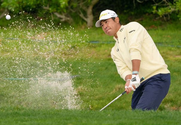 Golf: AT&T Pebble Beach Pro-Am Hideki Matsuyama of Japan hits out of a bunker during the final round of the AT&amp;T Pebble Beach Pro-Am golf tournament on Feb. 15, 2026, at Pebble Beach Golf Links in Pebble Beach, California. Matsuyama tied for 8th at 18 under.  A14AA0005291462P