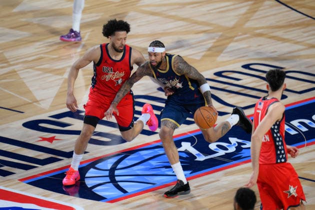 NBA, Basketball Herren, USA All Star 2026: USA Stars vs USA Stripes LOS ANGELES, CA, UNITED STATES - FEBRUARY 15: Brandon Ingram for USA Stripes and Cade Cunningham for USA Stars are in action during the game of NBA All Star 2026 between USA Stars and USA Stripes at Intuit Dome, Inglewood, Los Angeles, California, United States on February 15, 2026. Tayfun Coskun Anadolu California United States. Editorial use only. Please get in touch for any other usage.  Copyright: x2026xAnadoluxTayfunxCoskunx