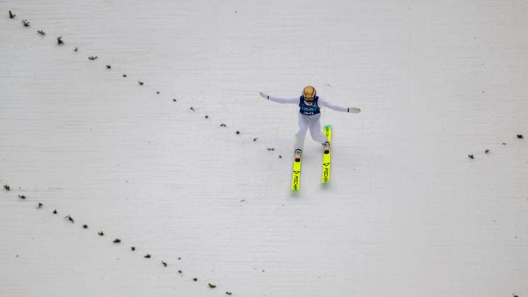 OLYMPICS - Winter Olympic Games, Olympische Spiele, Olympia, OS Milano Cortina 2026 PREDAZZO,ITALY,16.FEB.26 - OLYMPICS, NORDIC SKIING, NORDIC COMBINED, Ski jumping, Skispringen, Ski, nordisch - Winter Olympic Games Milano Cortina 2026, large hill, training. Image shows Johannes Lamparter (AUT).  GEPAxpictures xOliverxLerch