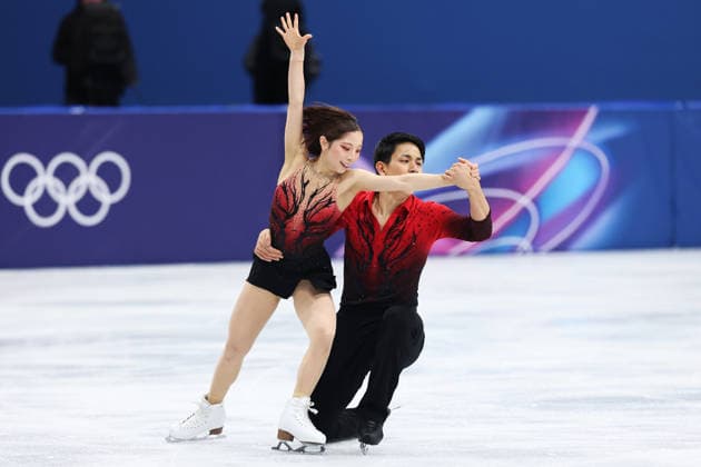 MILAN, ITALY - FEBRUARY 15: Riku Miura and Ryuichi Kihara of Team Japan compete in Pair Skating - Short Program on day nine of the Milano Cortina 2026 Winter Olympics at Milano Ice Skating Arena on February 15, 2026 in Milan, Italy.  Copyright: xVCGx 111621718246