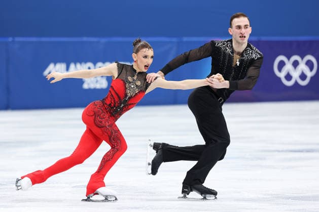 MILAN, ITALY - FEBRUARY 15: Anastasiia Metelkina and Luka Berulava of Team Georgia compete in Pair Skating - Short Program on day nine of the Milano Cortina 2026 Winter Olympics at Milano Ice Skating Arena on February 15, 2026 in Milan, Italy.  Copyright: xVCGx 111621716210