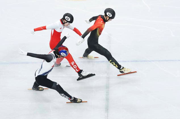 (260216) -- MILAN, Feb. 16, 2026 -- Liu Shaoang (R) of China competes during the short track Speed skating, Eisschnelllauf men s 500m heat 4 at the Milan-Cortina 2026 Olympic Winter games, Winterspiele,Spiele, Summer games in Milan, Italy, Feb. 16, 2026. ) (MICO2026)ITALY-MILAN-OLYMPIC WINTER GAMES-SHORT TRACK SPEED SKATING-MEN S 500M-HEATS LixMing 