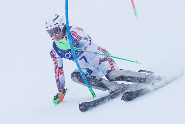 OLYMPICS - Winter Olympic Games, Olympische Spiele, Olympia, OS Milano Cortina 2026 BORMIO,ITALY,16.FEB.26 - OLYMPICS, ALPINE SKIING - Winter Olympic Games Milano Cortina 2026, slalom, men. Image shows Timon Haugan (NOR).  GEPAxpictures xHaraldxSteiner