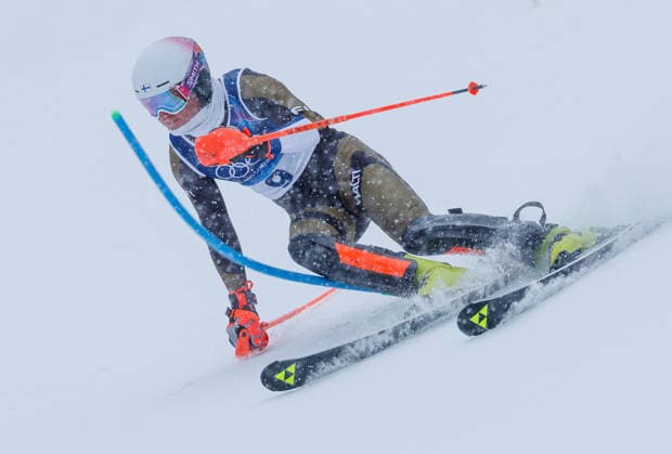 OLYMPICS - Winter Olympic Games, Olympische Spiele, Olympia, OS Milano Cortina 2026 BORMIO,ITALY,16.FEB.26 - OLYMPICS, ALPINE SKIING - Winter Olympic Games Milano Cortina 2026, slalom, men. Image shows Eduard Hallberg (FIN).  GEPAxpictures xHaraldxSteiner