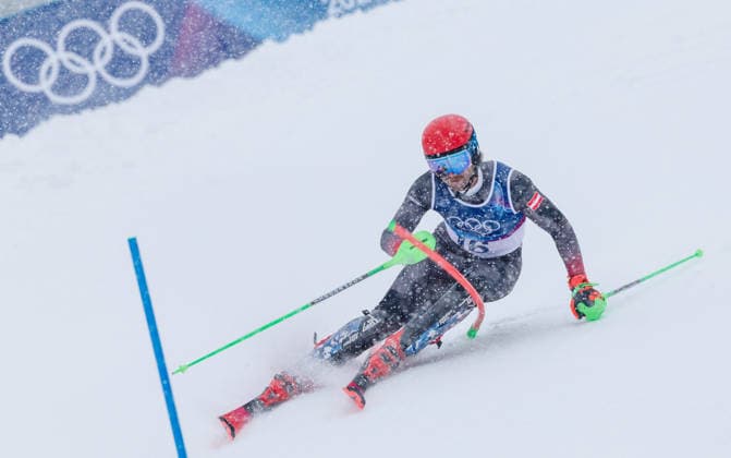 OLYMPICS - Winter Olympic Games, Olympische Spiele, Olympia, OS Milano Cortina 2026 BORMIO,ITALY,16.FEB.26 - OLYMPICS, ALPINE SKIING - Winter Olympic Games Milano Cortina 2026, slalom, men. Image shows Marco Schwarz (AUT),  GEPAxpictures xHaraldxSteiner