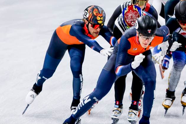 Friso Emons of the Netherlands and Teun Boer of the Netherlands Men s 5000m Relay Semifinals, Milano Cortina 2026 Winter Olympics: Day 10, Short Track Speed skating, Eisschnelllauf - Milano Cortina 2026 Winter Olympics: Day 10, Milano Speed Skating Stadium, February 16, 2026, Milan, Italy.