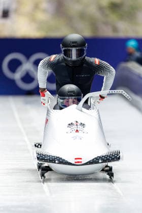 OLYMPICS - Winter Olympic Games, Olympische Spiele, Olympia, OS Milano Cortina 2026 CORTINA D AMPEZZO,ITALY,16.FEB.26 - OLYMPICS, BOBSLEIGH - Winter Olympic Games Milano Cortina 2026, 2-man, men. Image shows Jakob Mandlbauer and Daiyehan-Obafemi Nichols-Bardi (AUT).  GEPAxpictures xMaticxKlansek