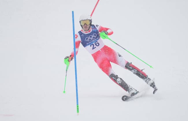 February 16, 2026, Bormio, Aarhus, Italy: MATTHIAS ITEN from Switzerland competes during the Men s Slalom Final, Milano Cortina 2026 Winter Olympic Games, Olympische Spiele, Olympia, OS at Stelvio Alpine Skiing Centre. Bormio Italy - ZUMAp228 20260216_zsp_p228_081 Copyright: xUlrikxPedersenx