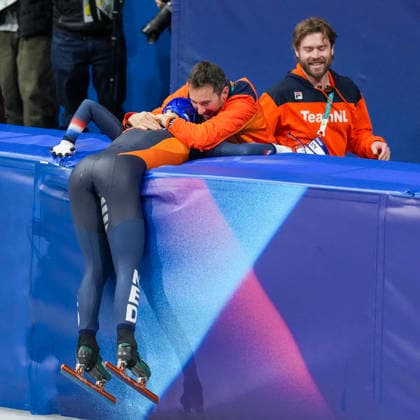 2026-02-16 - Milano Cortina 2026 Winter Olympics MILAN, ITALY - FEBRUARY 16: Xandra Velzeboer of Netherlands, Niels Kerstholt performing on the Short Track Speed skating, Eisschnelllauf of the Milano Cortina 2026 Winter Olympics at the Milano Ice Skating Arena on February 16, 2026 in Milan, Italy Milan Milano Ice Skating Arena Italy Content not available for redistribution in The Netherlands directly or indirectly through any third parties. Copyright: xAndrexWeeningx