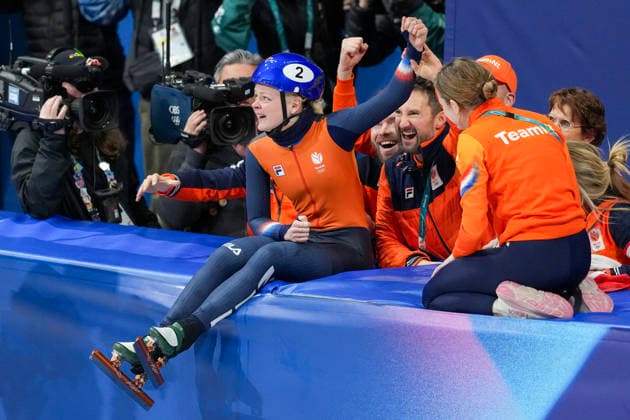 2026-02-16 - Milano Cortina 2026 Winter Olympics MILAN, ITALY - FEBRUARY 16: Xandra Velzeboer of Netherlands, Niels Kerstholt, Michelle Velzeboer of Netherlands performing on the Short Track Speed skating, Eisschnelllauf of the Milano Cortina 2026 Winter Olympics at the Milano Ice Skating Arena on February 16, 2026 in Milan, Italy Milan Milano Ice Skating Arena Italy Content not available for redistribution in The Netherlands directly or indirectly through any third parties. Copyright: xAndrexWeeningx