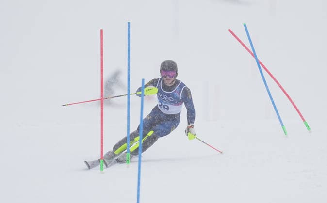 February 16, 2026, Bormio, Aarhus, Italy: FABIAN AX SWARTZ from Sweden competes during the Men s Slalom Final, Milano Cortina 2026 Winter Olympic Games, Olympische Spiele, Olympia, OS at Stelvio Alpine Skiing Centre. Bormio Italy - ZUMAp228 20260216_zsp_p228_088 Copyright: xUlrikxPedersenx