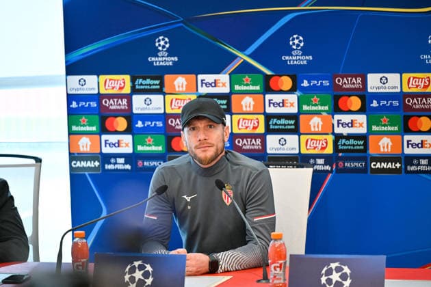AS Monaco press conference, PK, Pressekonferenz - LA Turbie Sebastien Poccognoli, coach of AS Monaco Football Club, at a press conference ahead of the Champions League match against Paris Saint Germain on Tuesday, February 17, at Stade Louis II in Monaco, at the AS Monaco training center in La Turbie, France, on February 16, 2026. Photo by Laurent Coust ABACAPRESS.COM La Turbie Italy  Copyright: xCoustxLaurent ABACAx