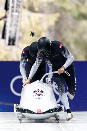 OLYMPICS - Winter Olympic Games, Olympische Spiele, Olympia, OS Milano Cortina 2026 CORTINA D AMPEZZO,ITALY,16.FEB.26 - OLYMPICS, BOBSLEIGH - Winter Olympic Games Milano Cortina 2026, 2-man, men. Image shows Markus Treichl and Daniel Bertschler (AUT).  GEPAxpictures xMaticxKlansek