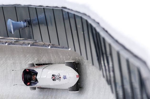 OLYMPICS - Winter Olympic Games, Olympische Spiele, Olympia, OS Milano Cortina 2026 CORTINA D AMPEZZO,ITALY,16.FEB.26 - OLYMPICS, BOBSLEIGH - Winter Olympic Games Milano Cortina 2026, 2-man, men. Image shows Jakob Mandlbauer and Daiyehan-Obafemi Nichols-Bardi (AUT).  GEPAxpictures xMaticxKlansek