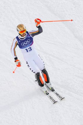 OLYMPICS - Winter Olympic Games, Olympische Spiele, Olympia, OS Milano Cortina 2026 BORMIO,ITALY,16.FEB.26 - OLYMPICS, ALPINE SKIING - Winter Olympic Games Milano Cortina 2026, slalom, men. Image shows the rejoicing of Linus Strasser (GER).  GEPAxpictures xHaraldxSteiner