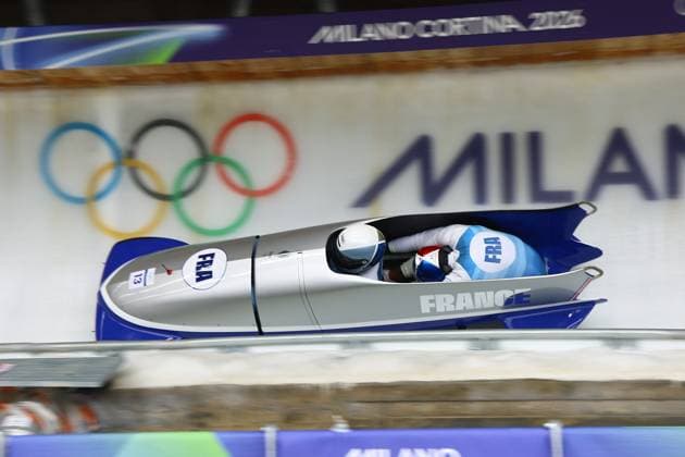 Jeux Olympiques d hiver Milan Cortina PHOTOPQR LE COURRIER PICARD Haslin ; Cortina d Ampezzo ; 16 02 2026 ; 16 02 26 Jeux Olympiques d hiver Milan Cortina - Winter Olympics games Milano Cortina Bobsleigh bob à 2 Romain Heinrich et Dorian Hauterville (France) Photo Fred Haslin Winter olympics in Milan Cortina, Italy. Cortina d Ampezzo Dolomites France  Copyright: xPHOTOPQR LExCOURRIERxPICARD MAXPxHaslinx 20260216LCP2468 20260216LCP2468