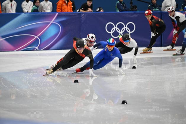 Short Track Speed skating, Eisschnelllauf - Milano Cortina 2026 Winter Olympics: Day 10 The Chinese team participates in the Winter Olympic Games, Olympische Spiele, Olympia, OS at the Milano Ice Skating Arena in Milano, Italy, on February 16, 2026. Milano Lombardia Italy  Copyright: xFedericoxManonix originalFilename:manoni-olympics260216_npBMI.jpg