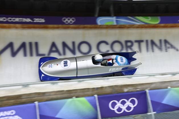 Jeux Olympiques d hiver Milan Cortina PHOTOPQR LE COURRIER PICARD Haslin ; Cortina d Ampezzo ; 16 02 2026 ; 16 02 26 Jeux Olympiques d hiver Milan Cortina - Winter Olympics games Milano Cortina Bobsleigh bob à 2 Romain Heinrich et Dorian Hauterville (France) Photo Fred Haslin Winter olympics in Milan Cortina, Italy. Cortina d Ampezzo Dolomites France  Copyright: xPHOTOPQR LExCOURRIERxPICARD MAXPxHaslinx 20260216LCP2469 20260216LCP2469