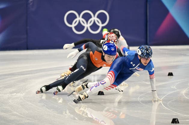 Short Track Speed skating, Eisschnelllauf - Milano Cortina 2026 Winter Olympics: Day 10 Kristen Santos-Griswold from the United States of America participates in the Winter Olympic Games, Olympische Spiele, Olympia, OS at the Milano Ice Skating Arena in Milano, Italy, on February 16, 2026. Milano Lombardia Italy  Copyright: xFedericoxManonix originalFilename:manoni-olympics260216_npdxi.jpg