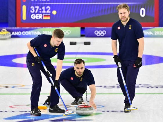 CORTINA, ITALY 20260216 Team Edin, Oskar Eriksson, Rasmus Wrana and Christoffer Sundgren, during the men s group stage match, round 8, between Sweden and Germany in the Olympic curling in Cortina. *** The image is included in the SPORTS PACKAGE. For others PAYMENT IMAGE ** CORTINA ITALY x10030x *** CORTINA, ITALY 20260216 Team Edin, Oskar Eriksson, Rasmus Wrana and Christoffer Sundgren, during the men s group stage match, round 8, between Sweden and Germany in the Olympic curling in Cortina The image is included in the SPORTS PACKAGE For others PAYMENT IMAGE CORTINA ITALY x10030x  Copyright: xJonasxEkströmer TTx 2026 OLYMPICS MEN S CURLING SWEDEN-GERMANY