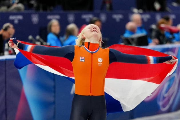 VELZEBOER Xandra wins gold medal in the Olympic Short Track Speed skating, Eisschnelllauf Women s 1000m Final for the Milano Cortina 2026 Winter Olympics, in Milan (Italy) February 14, 2026 (Photo Claudio Furlan LaPresse)  Copyright: xClaudioxFurlan LaPressex