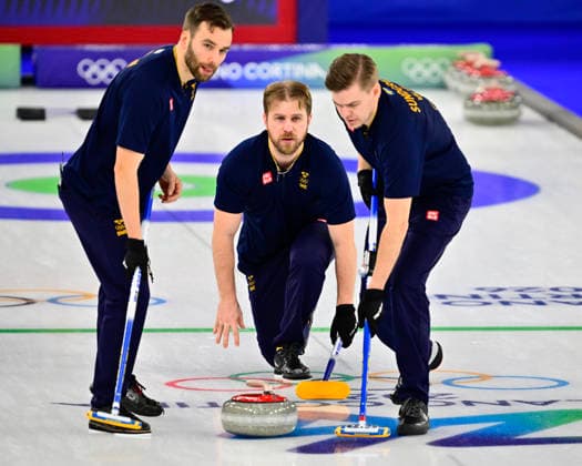 CORTINA, ITALY 20260216 Team Edin, Oskar Eriksson, Rasmus Wrana and Christoffer Sundgren, during the men s group stage match, round 8, between Sweden and Germany in the Olympic curling in Cortina. *** The image is included in the SPORTS PACKAGE. For others PAYMENT IMAGE ** CORTINA ITALY x10030x *** CORTINA, ITALY 20260216 Team Edin, Oskar Eriksson, Rasmus Wrana and Christoffer Sundgren, during the men s group stage match, round 8, between Sweden and Germany in the Olympic curling in Cortina The image is included in the SPORTS PACKAGE For others PAYMENT IMAGE CORTINA ITALY x10030x  Copyright: xJonasxEkströmer TTx 2026 OLYMPICS MEN S CURLING SWEDEN-GERMANY
