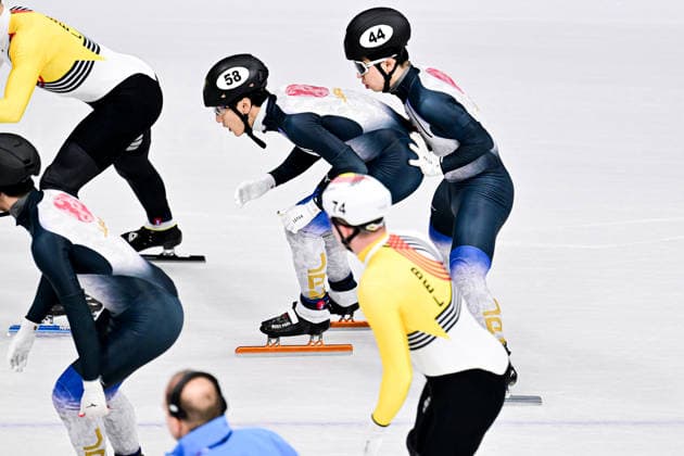 Team Japan (JPN), during Short Track Speed skating, Eisschnelllauf Men s 5000m Relay - Semifinals, Short Track Speed Skating, at the Olympic Winter games, Winterspiele,Spiele, Summer games Milano Cortina 2026, at Milano Ice Skating Arena, on February 16, 2026 in Milan, Italy. Noxthirdxpartyxsales  aflo_320094430
