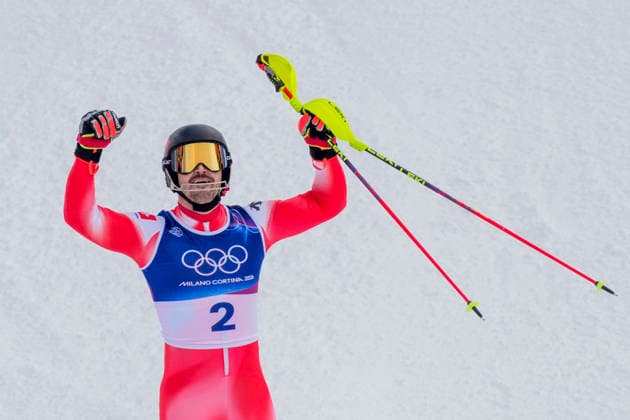 Winter Olympics in Milan Cortina 2026 Bormio, Italy 20260216. Loic Meillard of Switzerland celebrates during the second round of the men s slalom in Bormio during the Milan Cortina 2026 Winter Olympics. Photo: Cornelius Poppe NTB Bormio Italy EDITORIAL USE ONLY. RESTRICTED USE FOR BETTING COMPANIES Ref:_SPOTs5L4euKqRM.jpg *** Winter Olympics in Milan Cortina 2026 Bormio, Italy 20260216 Loic Meillard of Switzerland celebrates during the second round of the men s slalom in Bormio during the Milan Cortina 2026 Winter Olympics Photo Cornelius Poppe NTB Bormio Italy EDITORIAL USE ONLY RESTRICTED USE FOR BETTING COMPANIES  Copyright: xCorneliusxPoppex xNTBx