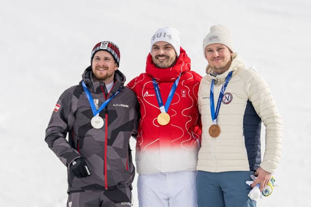 260216 Fabio Gstrein of Austria, Loic Meillard of Switzerland and Henrik Kristoffersen of Norway celebrate on the podium after men s alpine skiing slalom during day 10 of the 2026 Winter Olympics on February 16, 2026 in Bormio. Photo: Vegard Grott BILDBYRAN kod VG VG0881 bbeng alpint alpine skiing Olympic Games, Olympische Spiele, Olympia, OS olympics winter olympics os ol olympiska spel vinter-os olympiske leker milano cortina 2026 milan cortina 2026 milano cortina 2026 olympic games milano cortina 2026 winter olympic games milano cortina-os milano cortina-ol vinter-ol slalom slalam tyskland jubel norge schweiz *** 260216 Fabio Gstrein of Austria, Loic Meillard of Switzerland and Henrik Kristoffersen of Norway celebrate on the podium after men s alpine skiing slalom during day 10 of the 2026 Winter Olympics on February 16, 2026 in Bormio Photo Vegard Grott BILDBYRAN kod VG VG0881 bbeng alpine alpine skiing olympic games olympics winter olympics os ol olympiska spel vinter os olympiske leker milano cortina 2026 milan cortina 2026 milano cortina 2026 olympic games milano cortina 2026 winter olympic games milano cortina os milano cortina ol vinter ol slalom slalam germany jubel norge schweiz  Copyright: VEGARDxGRoTT BB260216VG071