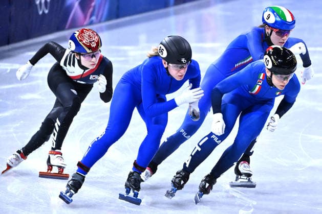 Rg Milano 16 02 2026 - Olimpiadi Milano Cortina 2026 Short Track Speed skating, Eisschnelllauf Women s 1000m foto Image nella foto: Alena Krylova-Arianna Fontana 