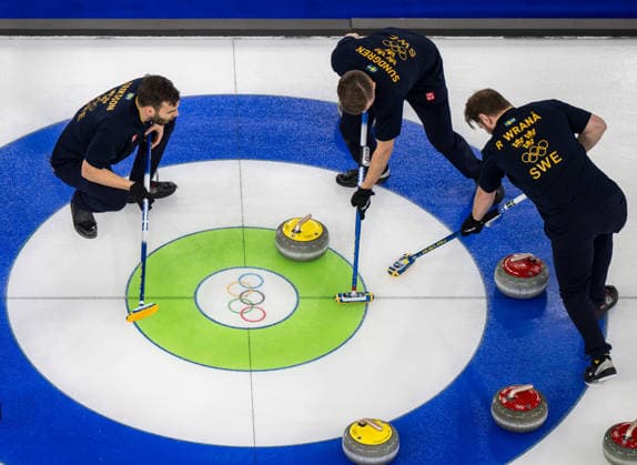 260216 Oskar Eriksson, Christoffer Sundgren and Rasmus Wrana of Sweden compete in a men s round robin curling match between Sweden and Germany during day 10 of the 2026 Winter Olympics on February 16, 2026 in Cortina. Photo: Jon Olav Nesvold BILDBYRAN COP 217 JE0122 curling Olympic Games, Olympische Spiele, Olympia, OS olympics winter olympics os ol olympiska spel vinter-os olympiske leker milano cortina 2026 milan cortina 2026 milano cortina 2026 olympic games milano cortina 2026 winter olympic games milano cortina-os milano cortina-ol vinter-ol 10 bbeng sverige *** 260216 Oskar Eriksson, Christoffer Sundgren and Rasmus Wrana of Sweden compete in a men s round robin curling match between Sweden and Germany during day 10 of the 2026 Winter Olympics on February 16, 2026 in Cortina Photo Jon Olav Nesvold BILDBYRAN COP 217 JE0122 curling olympic games olympics winter olympics os ol olympiska spel vinter os olympiske leker milano cortina 2026 milan cortina 2026 milano cortina 2026 olympic games milano cortina 2026 winter olympic games milano cortina os milano cortina ol vinter ol 10 bbeng sverige  Copyright: JONxOLAVxNESVOLD BB260216JE012