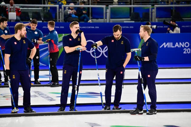 CORTINA, ITALY 20260216 Team Edin with Rasmus Wrana, Christoffer Sundgren, Oskar Eriksson and Niklas Edin during the men s group stage match, round 8, between Sweden and Germany in the Olympic curling in Cortina. *** The image is included in the SPORTS PACKAGE. For others PAYMENT IMAGE *** CORTINA ITALY x10030x *** CORTINA, ITALY 20260216 Team Edin with Rasmus Wrana, Christoffer Sundgren, Oskar Eriksson and Niklas Edin during the men s group stage match, round 8, between Sweden and Germany in the Olympic curling in Cortina The image is included in the SPORTS PACKAGE For others PAYMENT IMAGE CORTINA ITALY x10030x  Copyright: xJonasxEkströmer TTx 2026 OLYMPICS MEN S CURLING SWEDEN-GERMANY