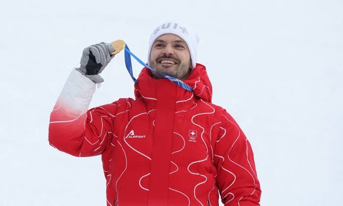 GIOCHI OLIMPICI - Olimpiadi Invernali Milano-Cortina 2026 - Alpine Skiing Men s Slalom Milano Cortina 2026 - XXV Olympic Winter games, Winterspiele,Spiele, Summer games Bormio - Italy 16 February,2026 Alpine skiing - Men s Slalom Image Show: Gold Medal MEILLARD Loic (SUI) Cortina D Ampezzo Italy  Copyright: xIPAxSport ABACAx