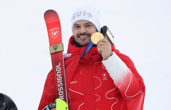 GIOCHI OLIMPICI - Olimpiadi Invernali Milano-Cortina 2026 - Alpine Skiing Men s Slalom Milano Cortina 2026 - XXV Olympic Winter games, Winterspiele,Spiele, Summer games Bormio - Italy 16 February,2026 Alpine skiing - Men s Slalom Image Show: Gold Medal MEILLARD Loic (SUI) Cortina D Ampezzo Italy  Copyright: xIPAxSport ABACAx