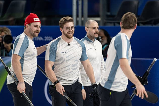 260216 Magnus Ramsfjell, Martin Sesaker , Bendik Ramsfjell and Gaute Nepstad of Norway celebrate after competing in a men s round robin curling match between Sweden and Germany during day 10 of the 2026 Winter Olympics on February 16, 2026 in Cortina. Photo: Jon Olav Nesvold BILDBYRAN COP 217 JE0122 curling Olympic Games, Olympische Spiele, Olympia, OS olympics winter olympics os ol olympiska spel vinter-os olympiske leker milano cortina 2026 milan cortina 2026 milano cortina 2026 olympic games milano cortina 2026 winter olympic games milano cortina-os milano cortina-ol vinter-ol 10 bbeng jubel norge *** 260216 Magnus Ramsfjell, Martin Sesaker , Bendik Ramsfjell and Gaute Nepstad of Norway celebrate after competing in a men s round robin curling match between Sweden and Germany during day 10 of the 2026 Winter Olympics on February 16, 2026 in Cortina Photo Jon Olav Nesvold BILDBYRAN COP 217 JE0122 curling olympic games olympics winter olympics os ol olympiska spel vinter os olympiske leker milano cortina 2026 milan cortina 2026 milano cortina 2026 olympic games milano cortina 2026 winter olympic games milano cortina os milano cortina ol vinter ol 10 bbeng jubel norge  Copyright: JONxOLAVxNESVOLD BB260216JE031