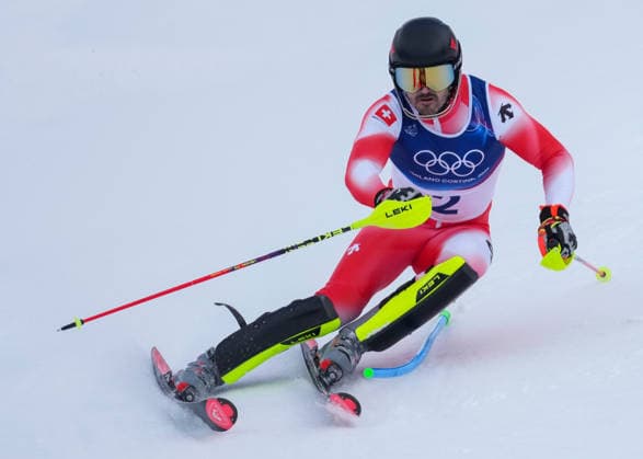 (260216) -- BORMIO, Feb. 16, 2026 -- Loic Meillard of Switzerland competes during the alpine skiing men s slalom event at the Milan-Cortina 2026 Olympic Winter games, Winterspiele,Spiele, Summer games in Bormio, Italy, Feb. 16, 2026. ) (MICO2026)ITALY-BORMIO-OLYMPIC WINTER GAMES-ALPINE SKIING-MEN S SLALOM HuxHuhu 