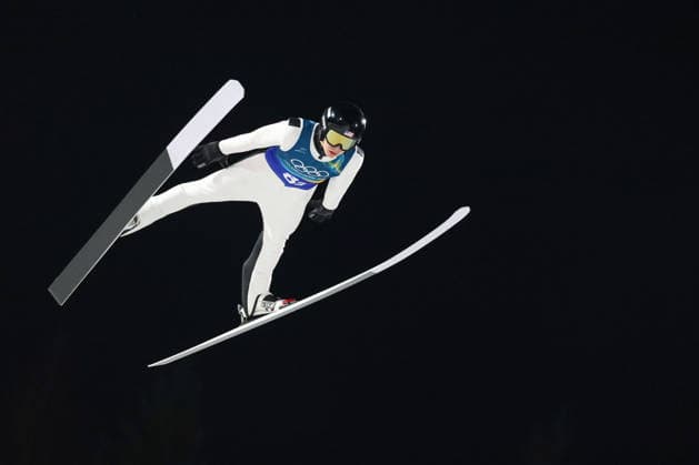Predazzo, Italien 16. Februar 2026: Skispringen Super Team Männer - Olympia 2026 Im Bild: Tate FRANTZ (USA) Ski jumping, Skispringen, Ski, nordisch Stadium *** Predazzo, Italy February 16, 2026 Ski Jumping Super Team Men Olympia 2026 In the picture Tate FRANTZ USA Ski Jumping Stadium Copyright: xFotostandx xHettichx