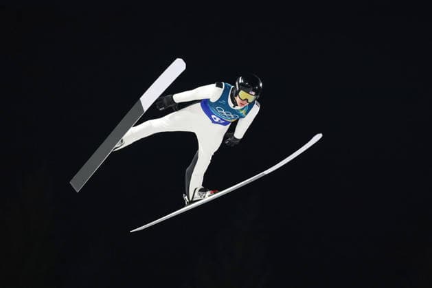 Predazzo, Italien 16. Februar 2026: Skispringen Super Team Männer - Olympia 2026 Im Bild: Tate FRANTZ (USA) Ski jumping, Skispringen, Ski, nordisch Stadium *** Predazzo, Italy February 16, 2026 Ski Jumping Super Team Men Olympia 2026 In the picture Tate FRANTZ USA Ski Jumping Stadium Copyright: xFotostandx xHettichx